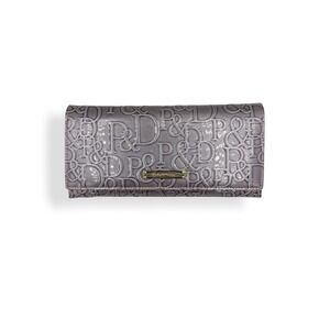 Pinky & Dianne Patent Leather Monogram Logo Long Wallet Sparkling Lavender Gray